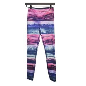 Ivivva by lululemon Sunset Mountain RARE Print Leggings Girls 12 Pink Purple